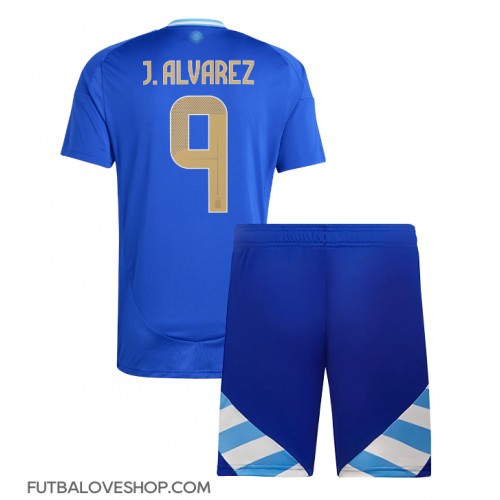 Dres Argentína Julian Alvarez #9 Preč pre deti Copa America 2024 Krátky Rukáv (+ trenírky)